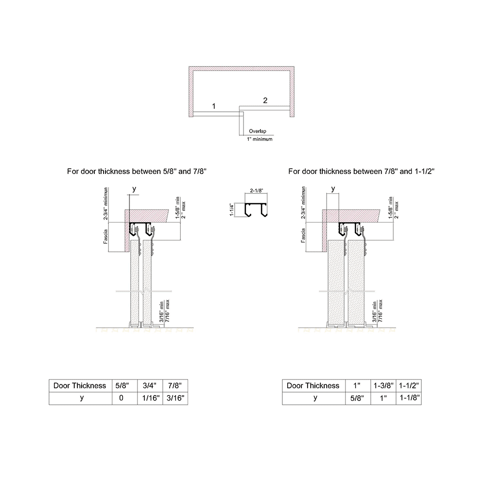 Drawing with dimensions of our SLID'UP 110 for 2 doors