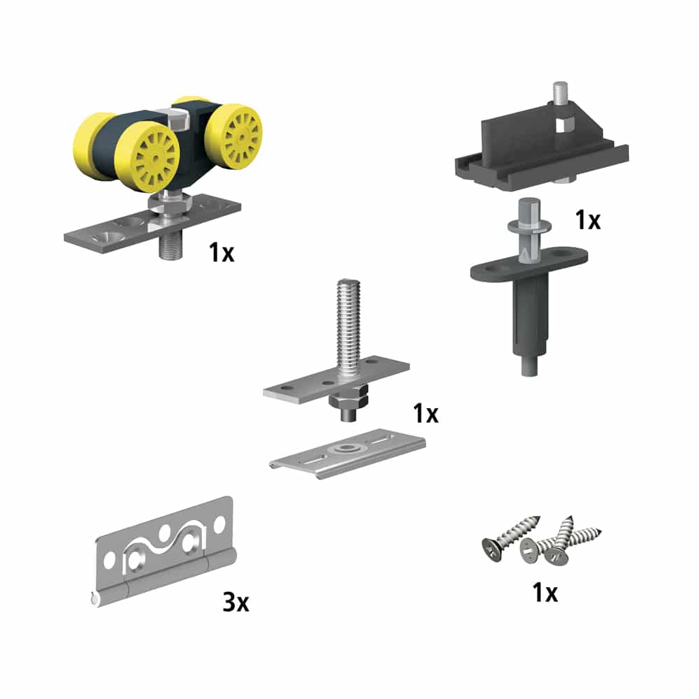 Quantity of items in our bifold door rollers kit for SLID’UP 140 for 2 folding panels up to 55 lbs each