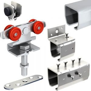 SLID'UP 2000 hardware kit with one track for one door up to 130 lbs (2 tracks)