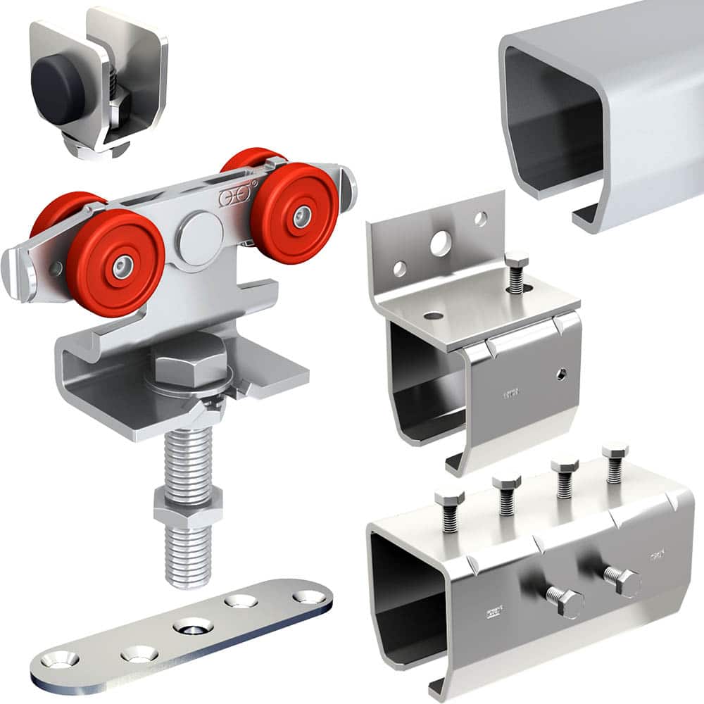 SLID'UP 2000 hardware kit with one track for one door up to 130 lbs (2 tracks)