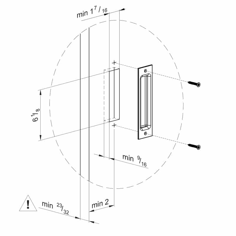 Drawing with dimensions of our black rectangular handle