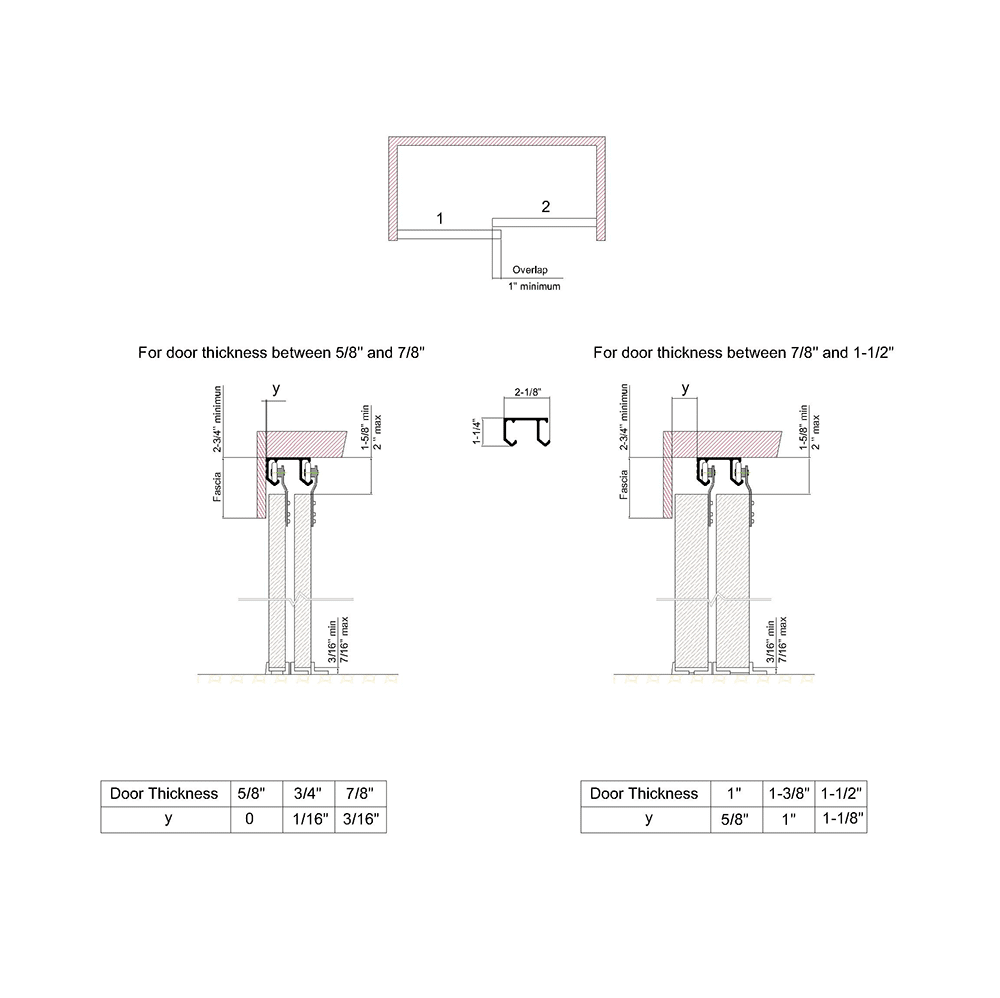Drawing with dimensions of our SLID'UP 110 for 2 doors