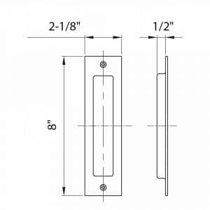 Drawing with dimensions of our black rectangular handle